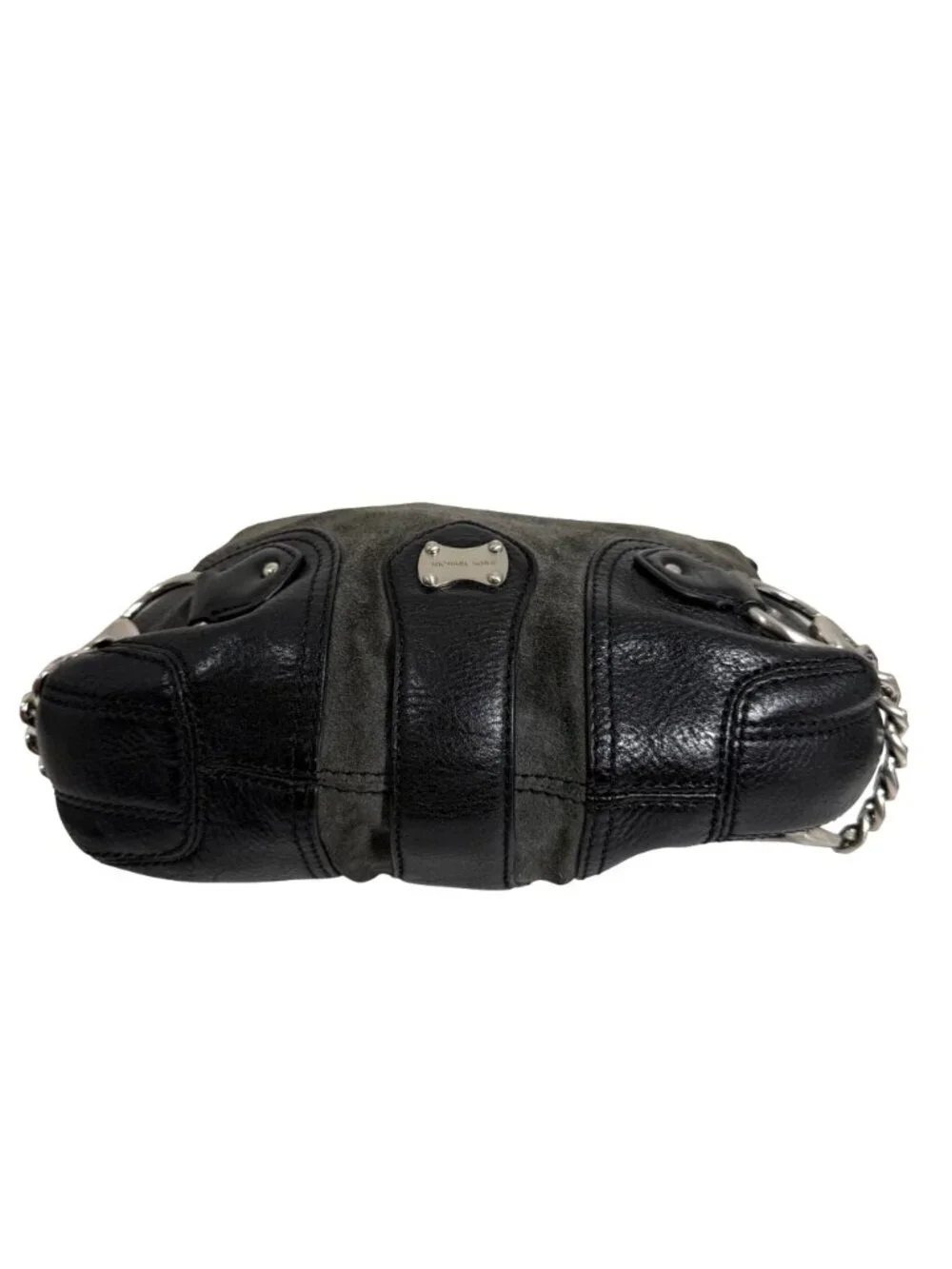 Michael Kors Saratoga Gray Suede Hobo Bag w Chain Side Accents - Picture 9 of 15